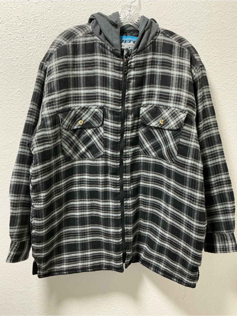 Vintage BTC Bay Trading Co Plaid flannel hooded jacket XL quilted lined grunge